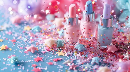 Festive Pastel Pink Nail Art. A Charming Scene