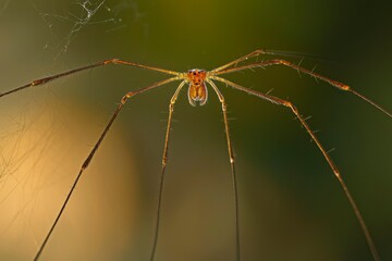 Macro View of a Spiny-Legged Spider in its Web