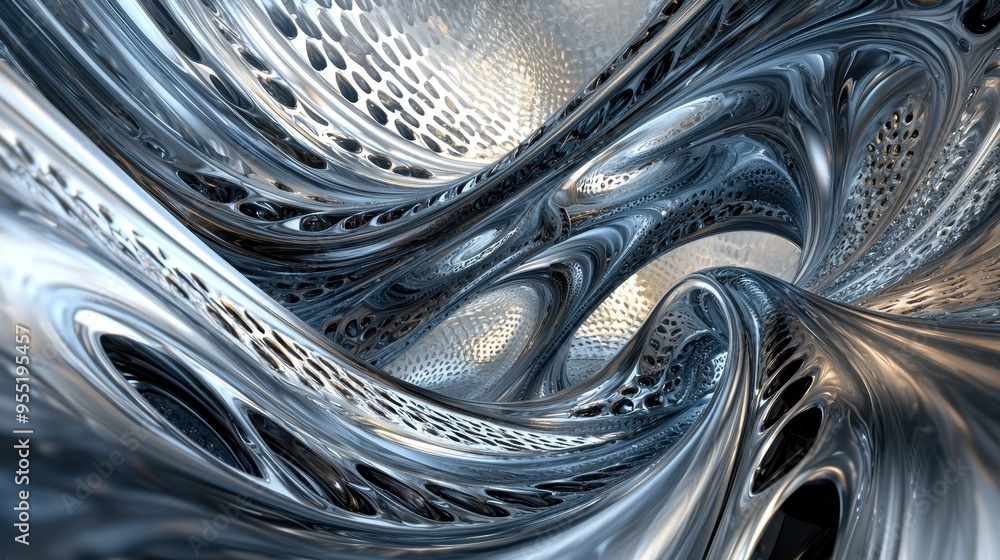 Poster shimmering metallic futuristic abstract background with intricate details