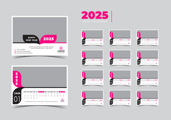Desk calendar 2025 planner template, corporate desk calendar schedule 2025 monthly planner template,