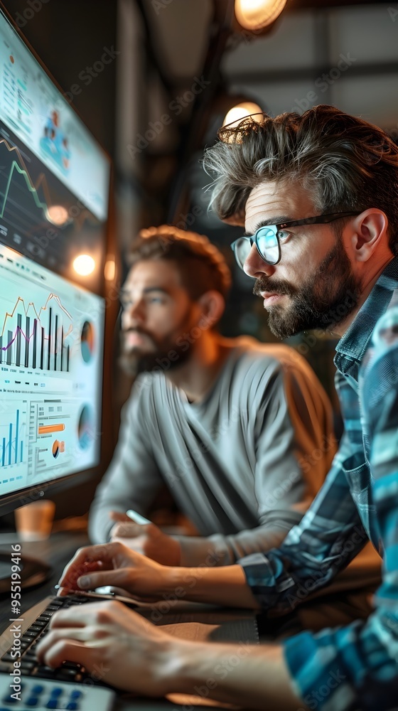 Poster marketers analyzing real time sentiment trends to optimize campaign strategy