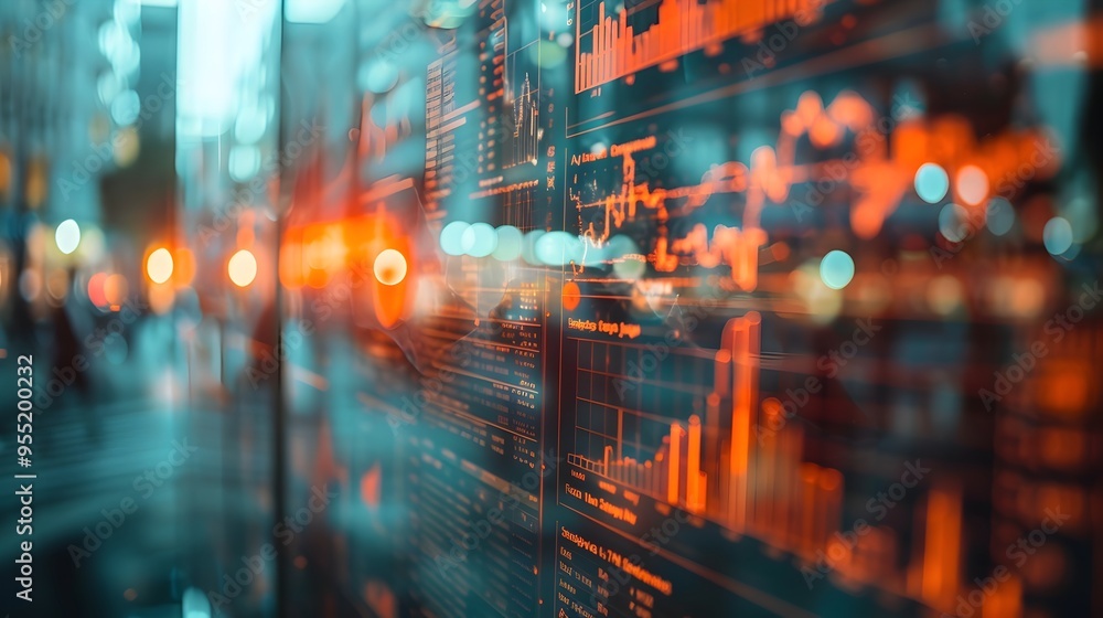 Poster ai powered sentiment analysis of news headlines visualized through dynamic financial data display