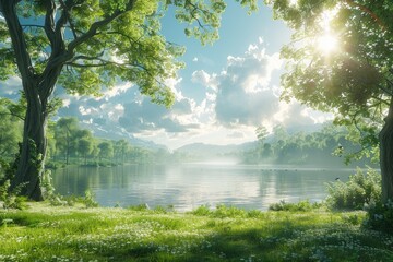 Fototapeta premium battlefield transitioning peaceful meadow, showing the contrast between conflict and peace