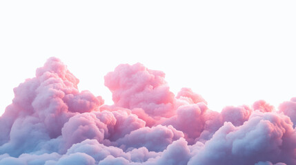 Twilight evening pink cloudscape on white background with clipping path