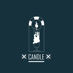 Candle This minimalist design features a black candle icon with dripping wax centered