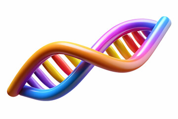 3D Glowing Abstract DNA Helix Symbolizing Organizational Structure and Operational Management Concept on White Background