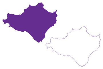 Teshima island (Japan, East Asia, Japanese archipelago) map vector illustration, scribble sketch Teshima map