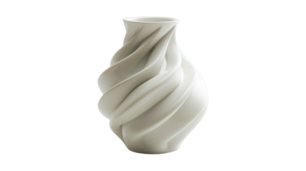 Ceramic modern vase on transparent background
