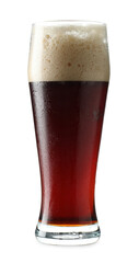 Glass of dark beer isolated on white
