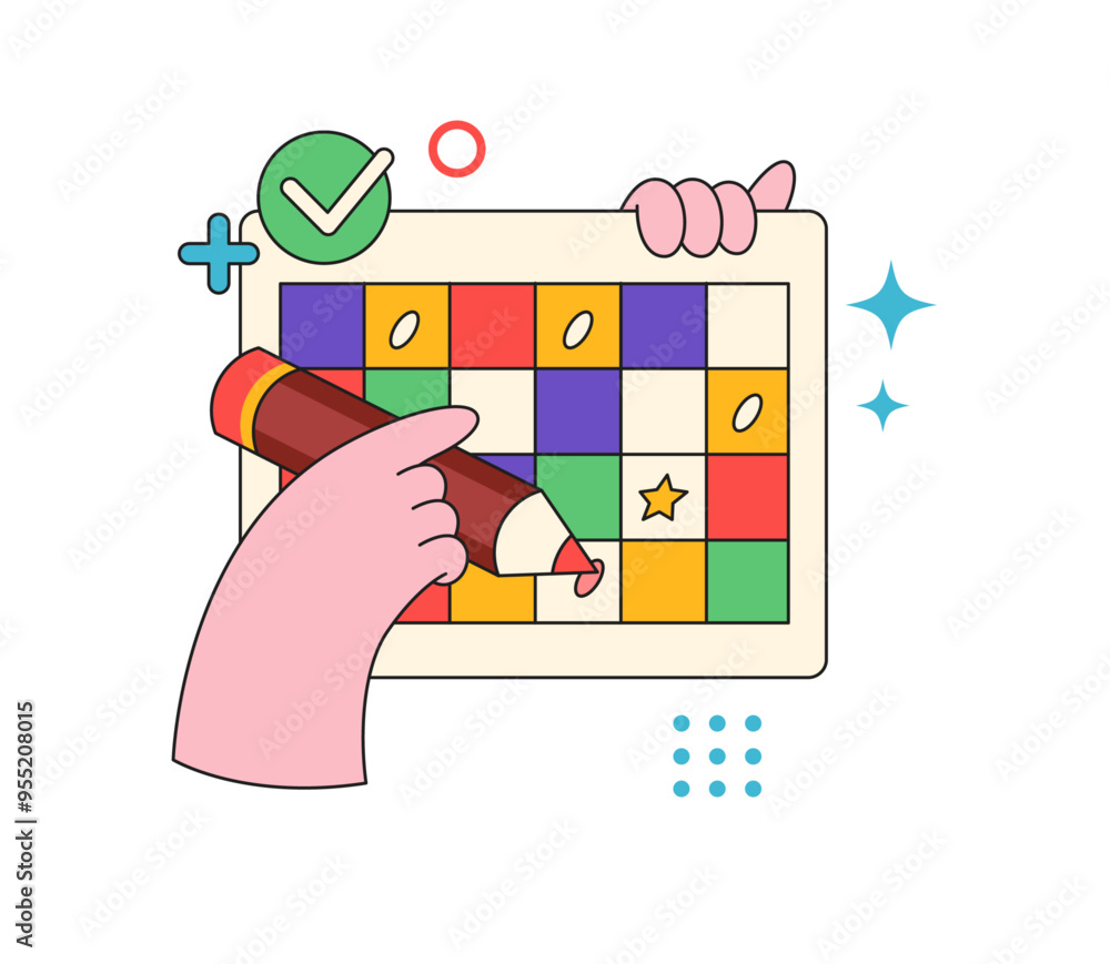 Aufkleber workflow efficiency and productivity tools, writing and filling in calendars with events, agenda and