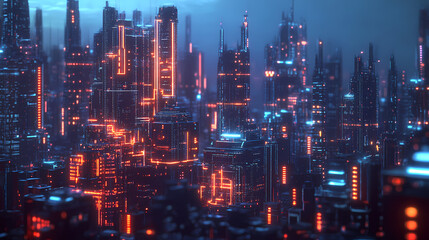 Smart city technology with futuristic graphic of digital data transfer. smart city, internet of things, smart life, information technology. 3d illustration. Futuristic City. Illustration