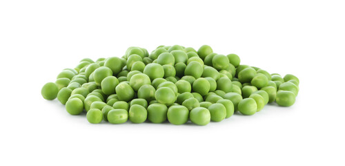 Pile of fresh green peas isolated on white