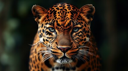 Captivating close-up of a sleek leopard, its spotted coat and intense expression radiating power and grace