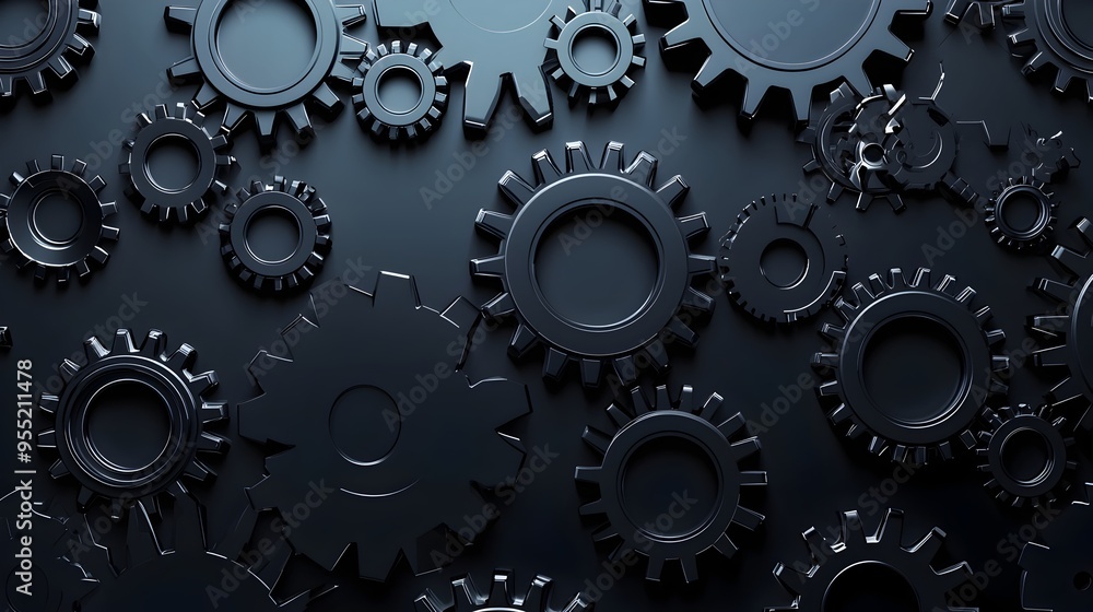 Poster layered abstract cogwheels rotating mechanical backdrop