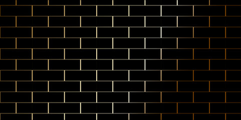 Black brick background texture. Black and white background wall brick. Luxury hexagonal pattern abstract black background with colorful gradient light lines. Black or dark gray pattern.