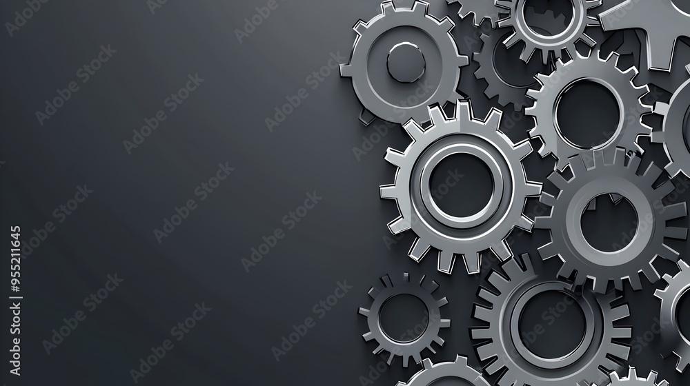 Aufkleber abstract gear with layered cogwheels in overlapping rotating formation