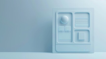 Minimalistic abstract art featuring geometric shapes in a light blue hue, creating a clean and modern aesthetic.