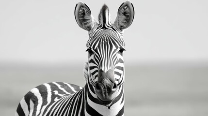 Vibrant portrait of a majestic zebra, its distinctive black and white stripes commanding attention