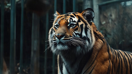 A fantastic and beutiful tiger in a zoo