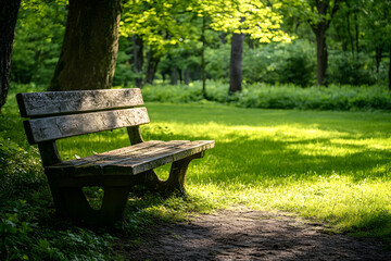  Einsame Parkbank im sonnigen Park