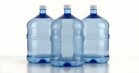 Naklejka premium Three big bottles of water isolated on a white background 