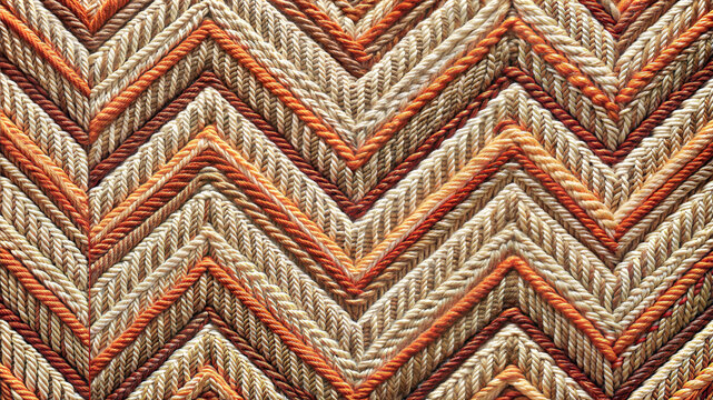 Textured chevron pattern with woven ropes in warm colors