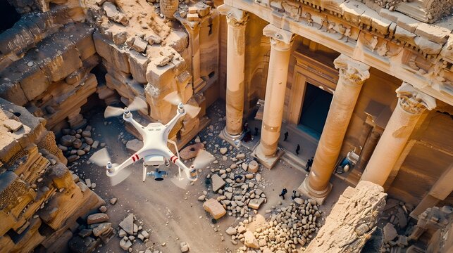 Drone Capturing Intricate Details of Ancient Ruin for Archaeological Research and Preservation