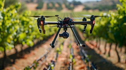 Drone Flying Over Vineyard for Precision Viticulture and Crop Monitoring