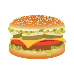 Cheeseburger Retro Fast Food, Hamburger Mid-Century Modern Vector Illustration Collection