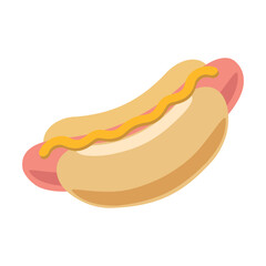 Hot Dog Retro Fast Food in Mid-Century Modern Style Vector Illustration
