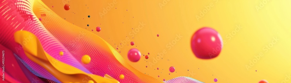 Aufkleber vibrant abstract background with flowing colors and 3d spheres. perfect for artistic and modern desi