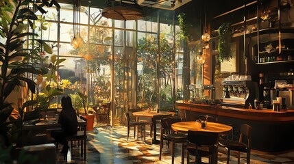 An intimate cafe nestled in a secluded, cozy corner, offering a warm and welcoming atmosphere. Ideal for themes related to romantic hideaways, cozy spaces, and tranquil urban retreats