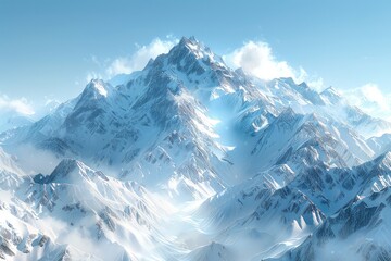 Obraz premium The snow-capped peaks viewed from the village
