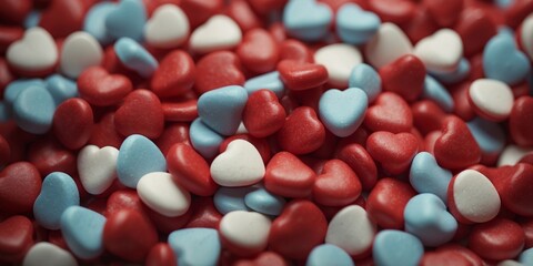 A Mound of Vibrant Red Heart-Shaped Candies, Perfect for Expressing Love and Affection.