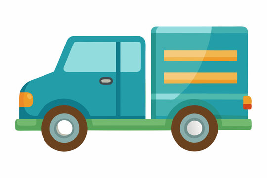 recommend clip art: Truck side view line art vector art illustration