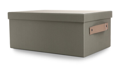 Fototapeta premium One gray box with lid isolated on white