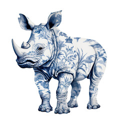 Fototapeta premium Beautiful Rhino Watercolor Clipart, Rhinoceros Colored Design for Your Corporate and Business Graphic Resource or Creative Project, Ai Generative