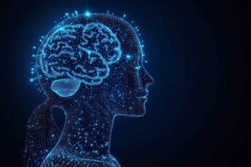 Brain network genius Glowing neon brain composed of intricate neural networks symbolizing high tech cognition artificial intelligence and the cutting edge digital frontier
