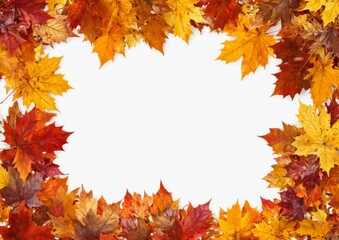 Square frame made up autumn leaves various shades Autumn backgro