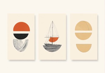 Fototapeta premium Three vertical banners abstract designs them are arranged The se