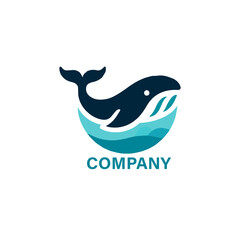Whale Logo Design for a Brand With Placeholder Text fish logo vector whale logo design concept icon symbol template Fish logo vector template, suitable for fishing, restaurant seafood, market shop, bu
