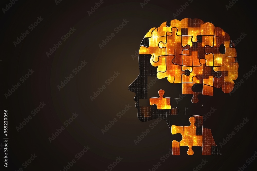 Poster brain interaction genius abstract representation of a human head with illuminated neural pathways sy