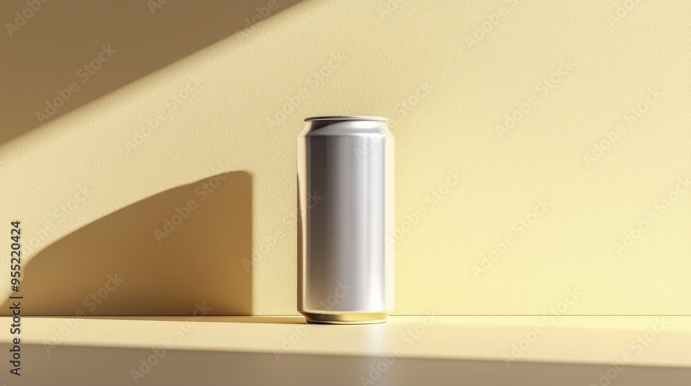 Poster sleek modern design can on clean background with subtle shadow for depth