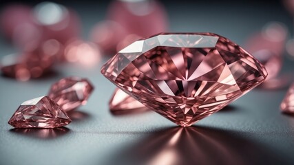 Shining pink diamond on smooth background.