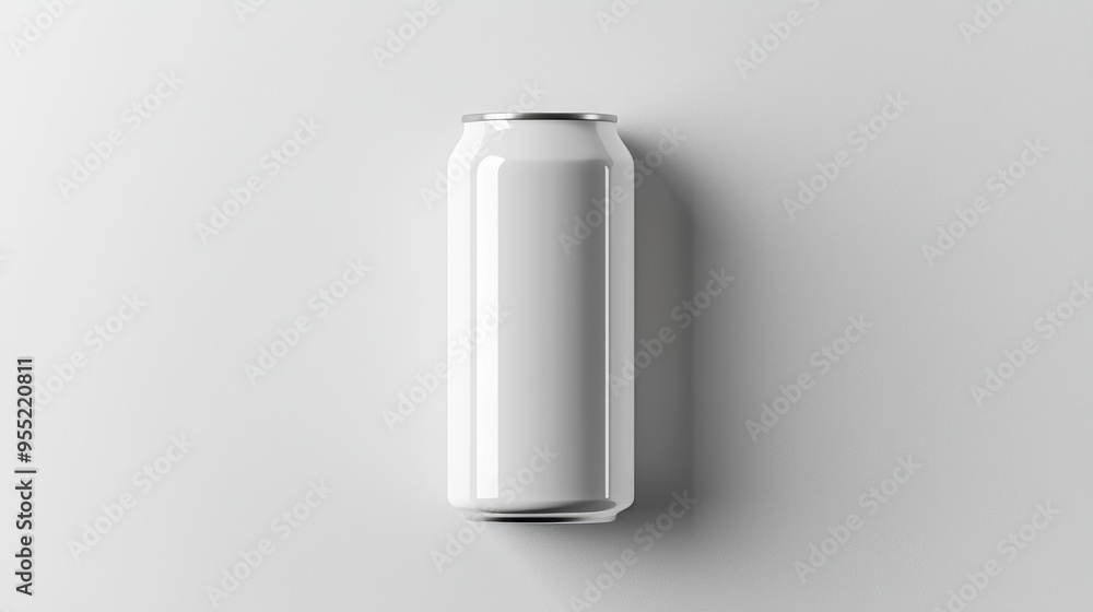 Poster clean minimalistic can mockup on matte surface with even lighting on white background