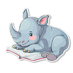 Fototapeta premium Beautiful Colored Stickers with Rhino Design, Rhinoceros Graphic Resource for Creative Project, Ai Generative