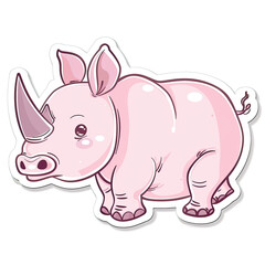 Naklejka premium Beautiful Colored Stickers with Rhino Design, Rhinoceros Graphic Resource for Creative Project, Ai Generative