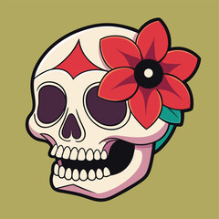 Skull and Rose Vector Art