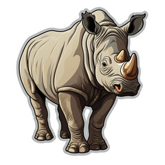 Beautiful Colored Stickers with Rhino Design, Rhinoceros Graphic Resource for Creative Project, Ai Generative