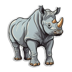 Beautiful Colored Stickers with Rhino Design, Rhinoceros Graphic Resource for Creative Project, Ai Generative